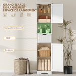 Meuble colonne salle de bain avec éclairage LED, meuble de rangement étroit, tiroir, 2 portes, 40x30x170cm, blanc