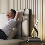 Lampe à poser design contemporain - lampe de table design spirale - dim. 21L x 15l x 43H cm - alu. noir LED blanc chaud