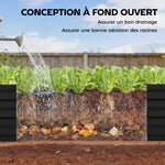 Jardinière rectangulaire potager de jardin en acier galvanisé bordure de sécurité et fond ouvert 150x70x30cm gris foncé