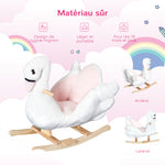 Jouet à bascule cygne à bascule pour enfant de 18 mois et plus fonction musique pieds en bois - blanc et rose