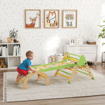 Triangle d'escalade enfants 8 en 1 avec rampe double face, arc d'escalade en bois avec toboggan & échelle, vert