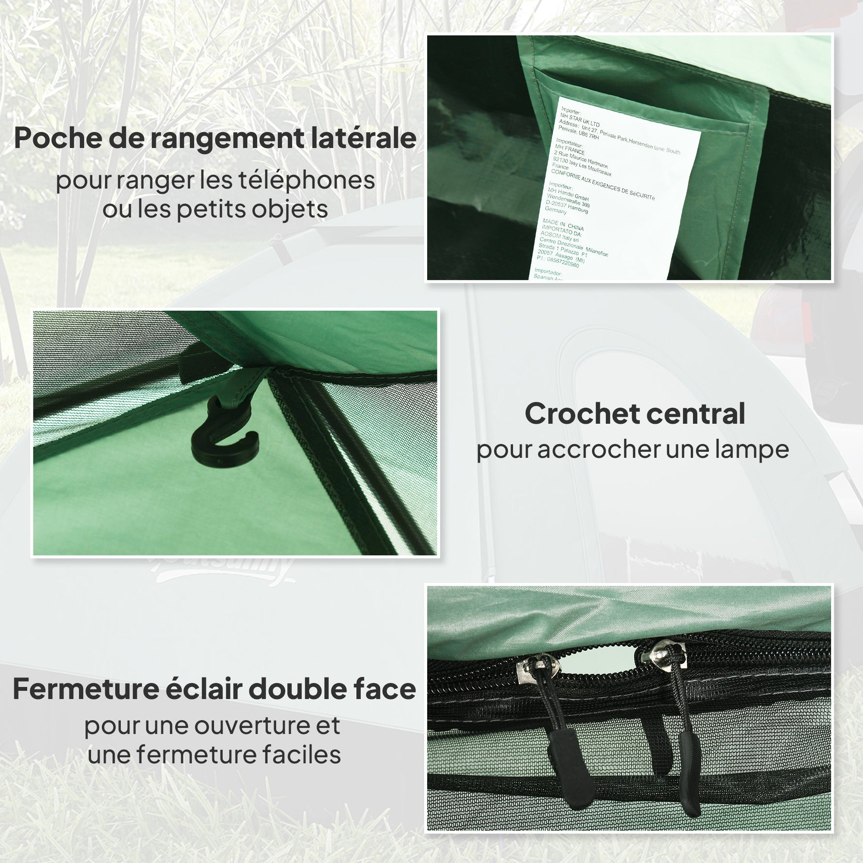 Tente de camping 2 personnes camouflage tente dôme légère ventilée facile à monter avec portes zippées