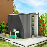 Abri de jardin 2,81 m² avec fondation, abri à outils extérieur adossé en acier galvanisé, 154x206,5x181cm, gris foncé