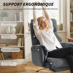 Chaise Bureau Ergonomique, Fauteuil de Bureau Inclinable, Hauteur Réglable, Appui-tête, Dossier Haut, Gris Foncé