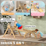 5-in-1 driehoeksklimrek voor kinderen met klimdriehoek, omkeerbare klimhelling, wip