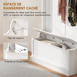 Meuble d'entrée avec banc porte manteaux 3 en 1 5 crochets banc de rangement pour salon couloir 96 x 34 x 179,7 cm crème