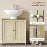 Meuble Salle de Bain sous Lavabo, Meuble sous-Vasque, Placard 2 Portes avec Étagère, 60x30x60cm, Chêne