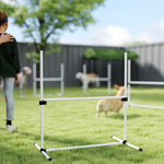 Agility pour Chiens, Kit Agility Chien Parcours, Set de 4 Obstacles Professionnels Hauteur Réglable, Système de Maintien au Sol, Sac de Transport, Jeux Intéressants, Entraînement, Blanc