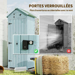 Armoire de jardin extérieur abri de jardin en bois abri pour outils 3 étagères 2 Portes loquets Toit Pente bitumé 77L x 54l x 179H cm Sapin traité Bleu