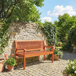 Banc de Jardin Banc Extérieur 2 Places avec Housse Imperméable et Dossier Ergonomique Bois Marron Clair