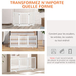 Barrière de sécurité chien barrière modulable pliable avec porte verrouillable intégrée 155 x 35,5 x 76 cm MDF blanc