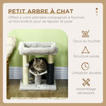 Petit arbre à chat arbre à grimper tour de jeux hauteur 48 cm poteau en sisal gris avec balle suspendue gris