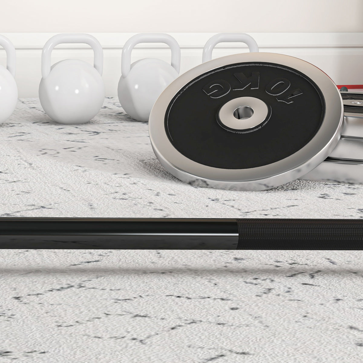Hantelstange aus Stahl 180 cm Ø50 mm mit 2 Federverschlüssen, belastbar bis 200 kg, Langhantelstange für Hantelscheiben Ø5 cm Fitness