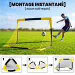 But de football Pop-up Portable et Pliable avec 4 Piquets de Sol et Sac de Transport, Sans Montage, 150x110x110cm, Jaune