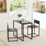 Ensemble table et chaises , table à manger 3 pièces avec 2 chaises encastrables, pour cuisine salon maison, noir