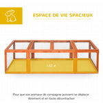 Clapier lapin extérieur cage cochon d'Inde toit ouvrable et portes verrouillables 180 x 90 x 48 cm jaune