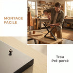 Pieds de table en acier, 60 x 43 cm, lot de 2 pieds de bureau en forme X avec patins réglables et vis, noir