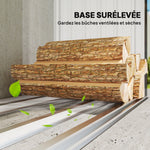 Abri-bûches couvert support pour bois de chauffage plancher surélevé toit incliné, acier galvanisé 150x66,5x150cm gris
