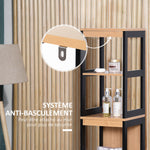 Colonna da bagno portaoggetti stile accogliente dim. 30L x 30P x 144A cm 3 ripiani 2 cassetti Bambù Nero