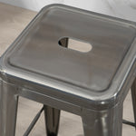 4er-Set stapelbare Industrie-Barhocker Sitzhöhe 76 cm silberfarbenes Metall