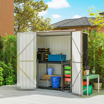 Metal Garden Shed 1.37m², Sloped Roof, 2 Lockable Doors, Gloves, UV-Resistant, 163x89x163cm, Dark Gray