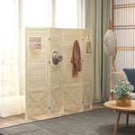 Paravent intérieur en bois 4 panneaux séparateur de pièce pliable panneau perforé 152 x 1,7 x 144,5 cm bois naturel