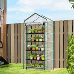 Serre de jardin PVC avec étagères 5 niveaux, serre de balcon, châssis en acier, porte zippée, 90x49x193cm, transparent