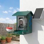 Mangeoire à Oiseaux avec Caméra 2K Solaire 2,5L 142°, Identification IA 16000+, App, IP65, SD 32 Go, 30x34,5x26,3cm Vert
