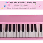 Kinder-Flügel aus Holz Kinderklavier 30 Tasten - inkl. Hocker und Notenständer - Musikinstrument - MDF rosa