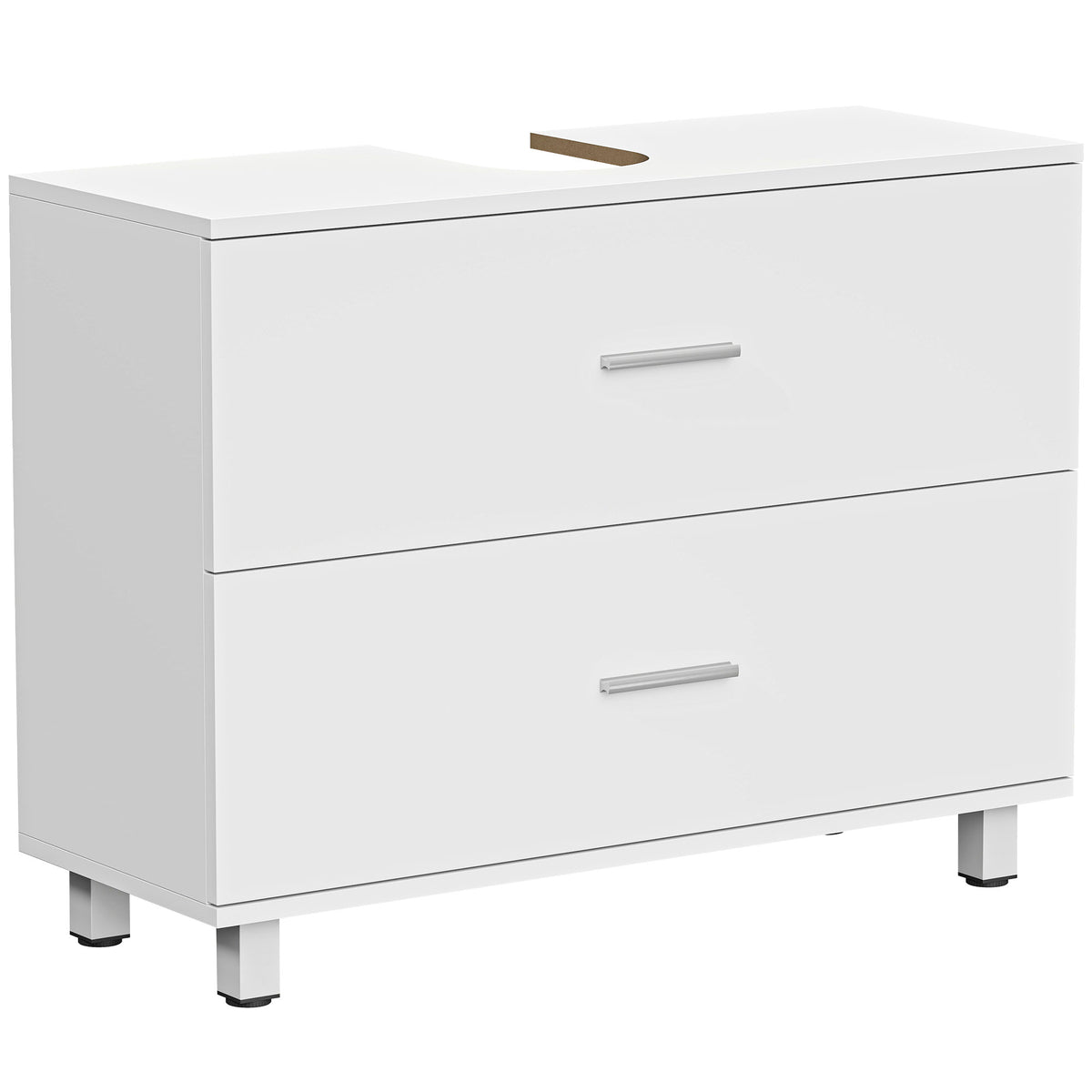 Meuble sous lavabo, meuble de salle de bain avec 2 tiroirs, style moderne, 80 x 30 x 60 cm, blanc