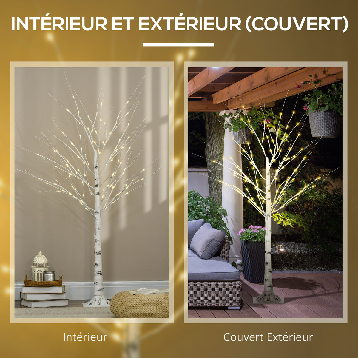 Albero luminoso LED - decorazione luminosa bianco caldo - 96 LED - uso interno - 150 cm - decorazione natalizia camera casa bianco