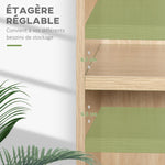 Bibliothèque étagère de rangement avec 2 compartiments et étagère réglable, 60 x 24 x 63 cm, effet bois naturel-3
