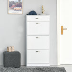 Scarpiera - 3 ante a ribalta e cassetto scorrevole - dim. 62L x 24P x 135A cm Bianco