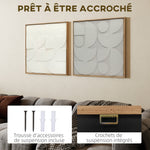 Lot de 2 tableaux abstraits 3D, décoration murale en bois géométrique, pour salon, chambre, bureau, 80 x 80 cm, blanc