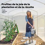 Serre tunnel de jardin 6m², serre de jardin tunnel 300x200x195cm bâche PE 220g/m² bords prolongés 50 cm avec porte blanc