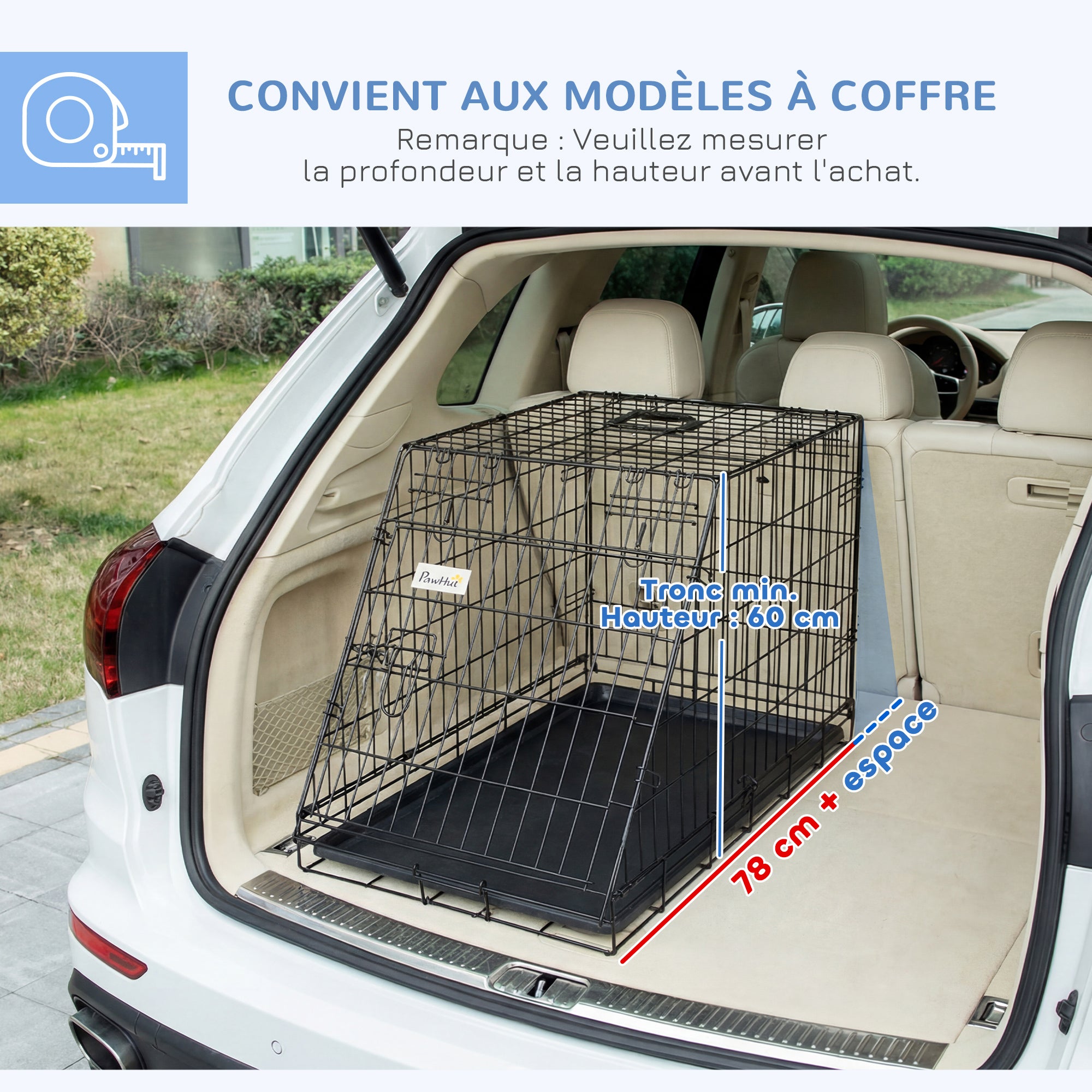 Transportkäfig für Hunde Größe L, Maße 78L x 47B x 55H cm, schwarzes Metall