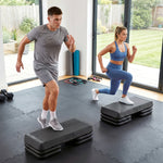 Stepper aérobic fitness hauteur réglable 3 niveaux 10/15/20 cm surface antidérapante plastique, gris