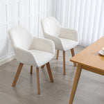 Lot de 2 chaises de salle à manger Fauteuil Assise rembourrée en tissu effet velours Pieds en bois, crème