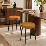 Lot de 2 chaises de salle à manger rondes, chaises de cuisine empilables avec assise rembourrée en PU, marron et noir