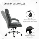 Fauteuil de bureau, chaise de bureau ergonomique, hauteur réglable, dossier haut, fonction de bascule, 65x78x118cm, gris