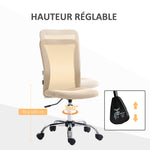 Chaise de bureau ergonomique hauteur réglable piètement chromé pivotant 360° revêtement maille beige
