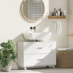 Meuble sous lavabo, meuble de salle de bain avec 2 tiroirs, style moderne, 80 x 30 x 60 cm, blanc