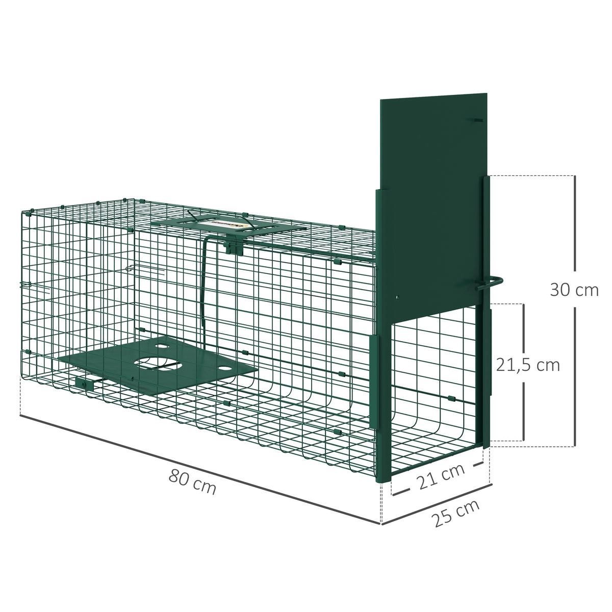 Cage attrape animaux nuisibles 1 entrée dim. 80L x 25l x 30H cm vert foncé