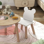 Ensemble 1 table ronde, 2 chaises pour enfant 3 pièces, dossier en forme d'ours, activités, bricolage, repas, 3-6 ans