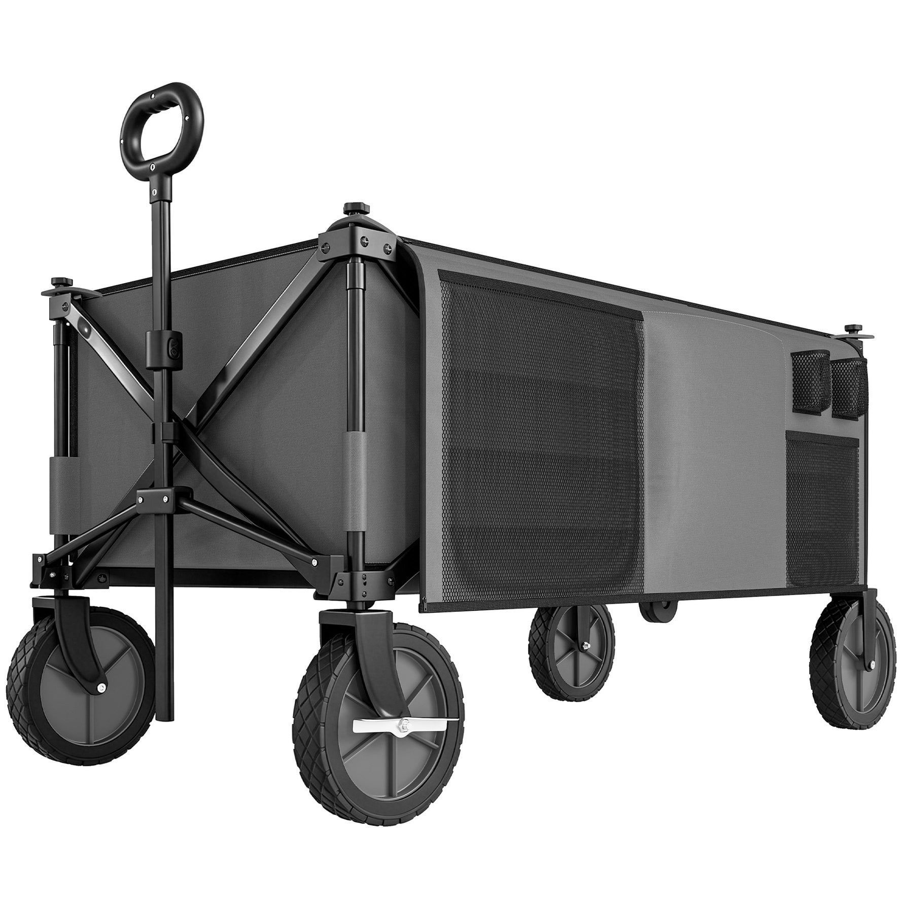 Chariot de jardin pliable bâche amovible poignée télescopique inclinaison réglable 5 sacs 108 x 55 x 93 cm gris foncé