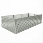 Jardinière extérieure, jardinière surélevée galvanisée bordure de sécurité et fond ouvert 240 x 120 x 60 cm gris argenté