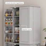 Credenza da cucina con armadietti, ripiano regolabile e portaspezie, 60 x 35 x 166 cm, grigio