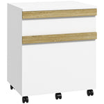 Caisson de bureau à roulettes avec 2 tiroirs coulissants trieur à dossiers 48 x 40 x 59,5 cm blanc