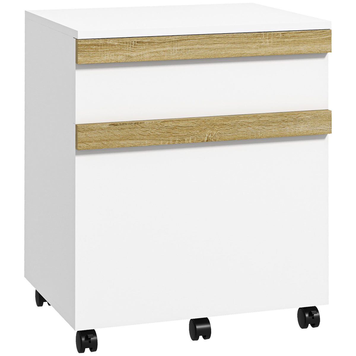 Caisson de bureau à roulettes avec 2 tiroirs coulissants trieur à dossiers 48 x 40 x 59,5 cm blanc