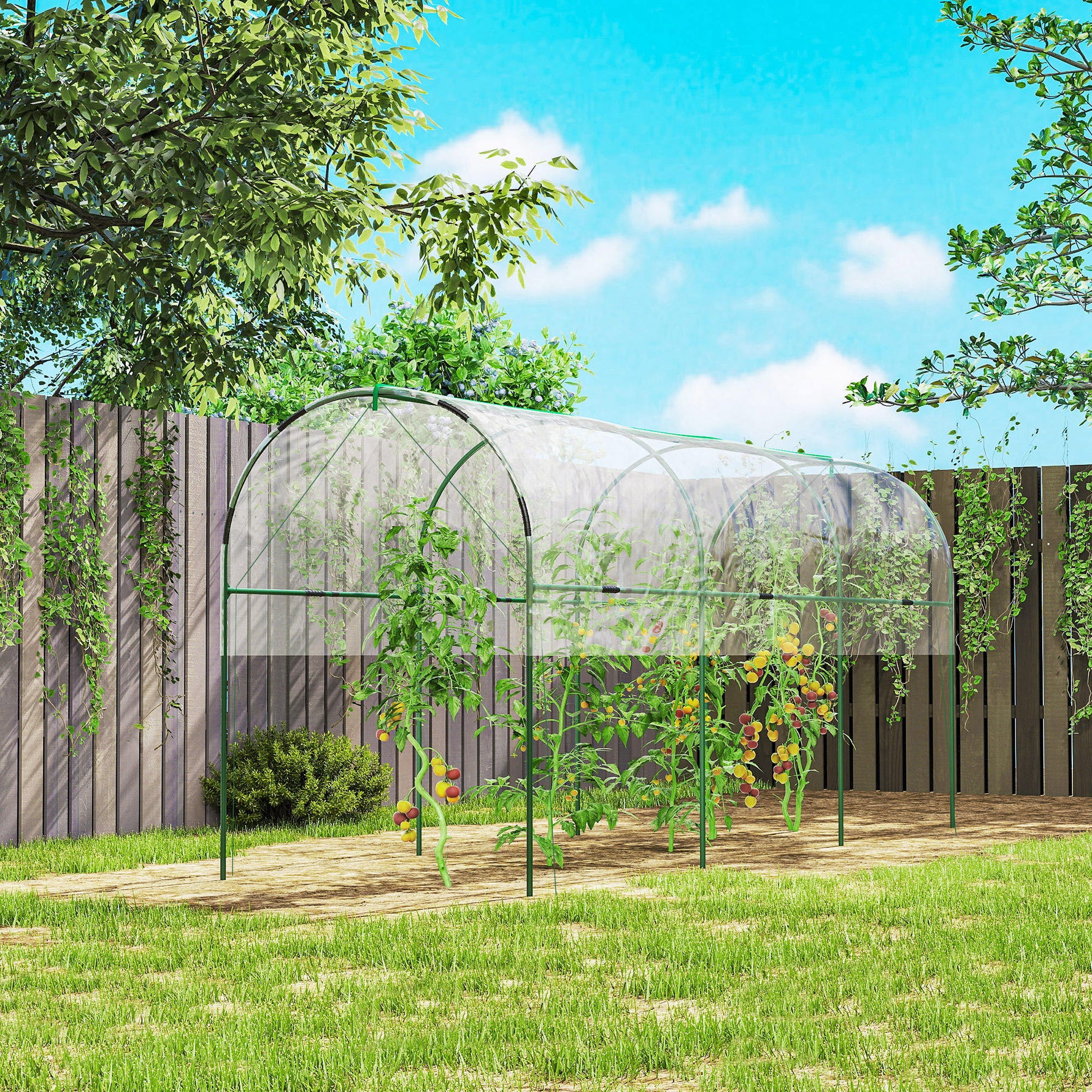 Serre de jardin serre à tomates 4 arceaux en acier bâche en PVC 4 x 1,2 x 1,7 m vert